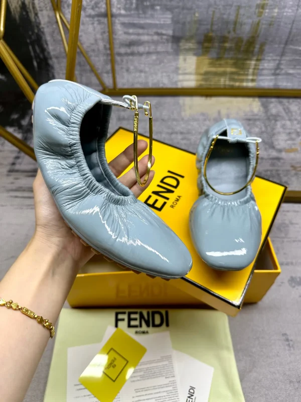 FENDI Filo Drawstring Ballet Flats with Metallic Ankle Strap Hardware image 1