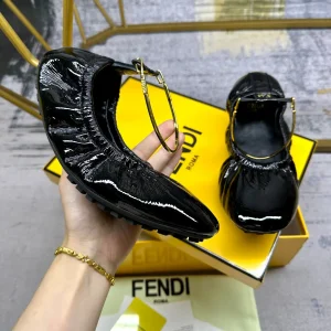 FENDI Filo Drawstring Ballet Flats with Metallic Ankle Strap Hardware image 1