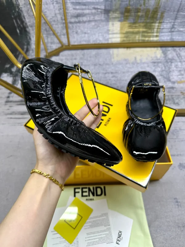 FENDI Filo Drawstring Ballet Flats with Metallic Ankle Strap Hardware image 1