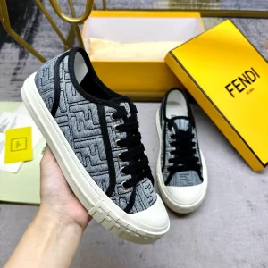 FENDI Domino Series Gray Denim Sneakers image 1