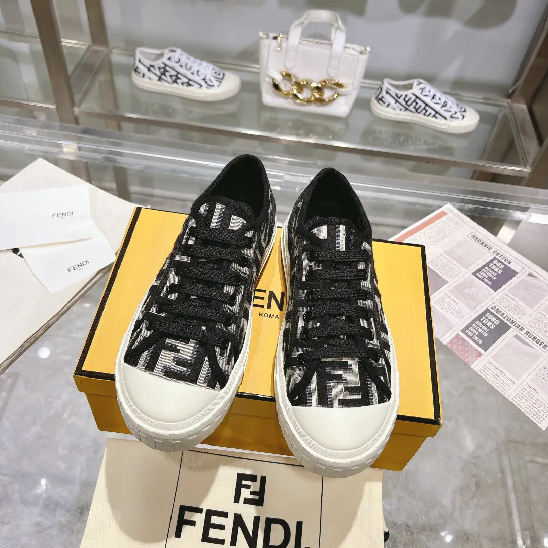 FENDI Unisex Jacquard Canvas Sneakers image 1