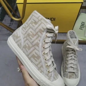 FENDI Domino Monogram High Top Canvas Casual Sneakers image 1