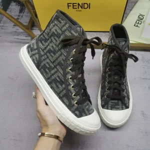 FENDI Domino FF Jacquard High Top Canvas Casual Sneakers image 1