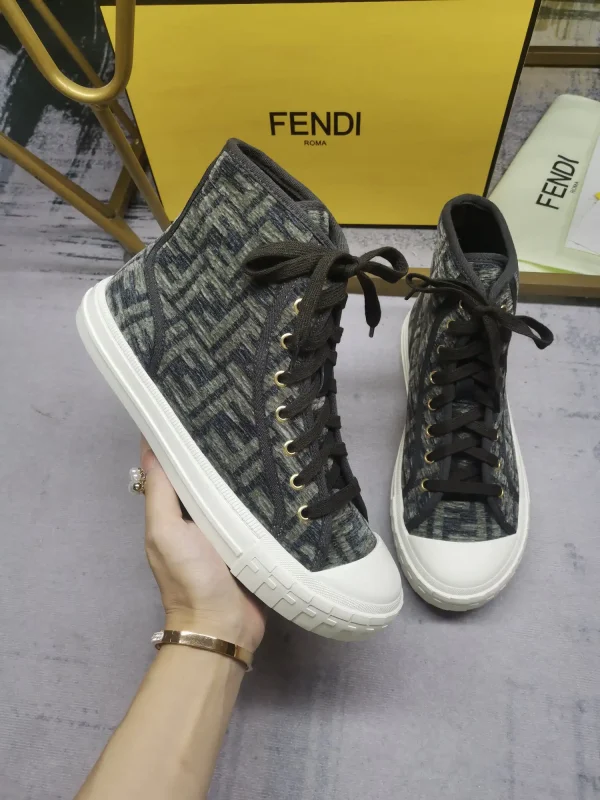 FENDI Domino FF Jacquard High Top Canvas Casual Sneakers image 1