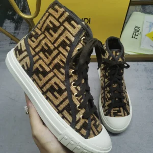 FENDI Domino FF Monogram High Top Canvas Casual Sneakers image 1
