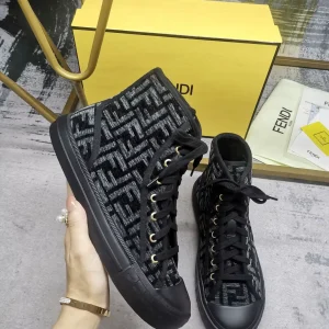 FENDI Domino FF Monogram High Top Canvas Casual Sneakers image 1