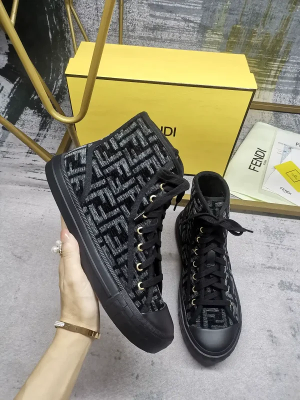 FENDI Domino FF Monogram High Top Canvas Casual Sneakers image 1