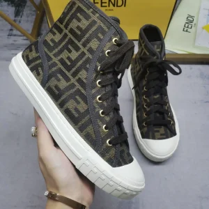 FENDI Domino FF Jacquard High-Top Canvas Casual Sneakers image 1