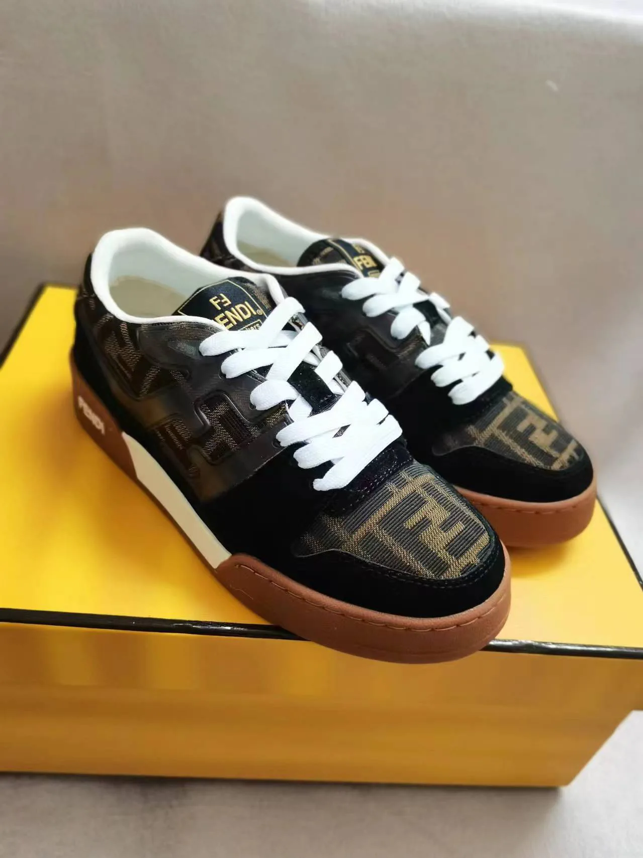 FENDI MATCH Suede Low-Top Casual Sneakers image 1