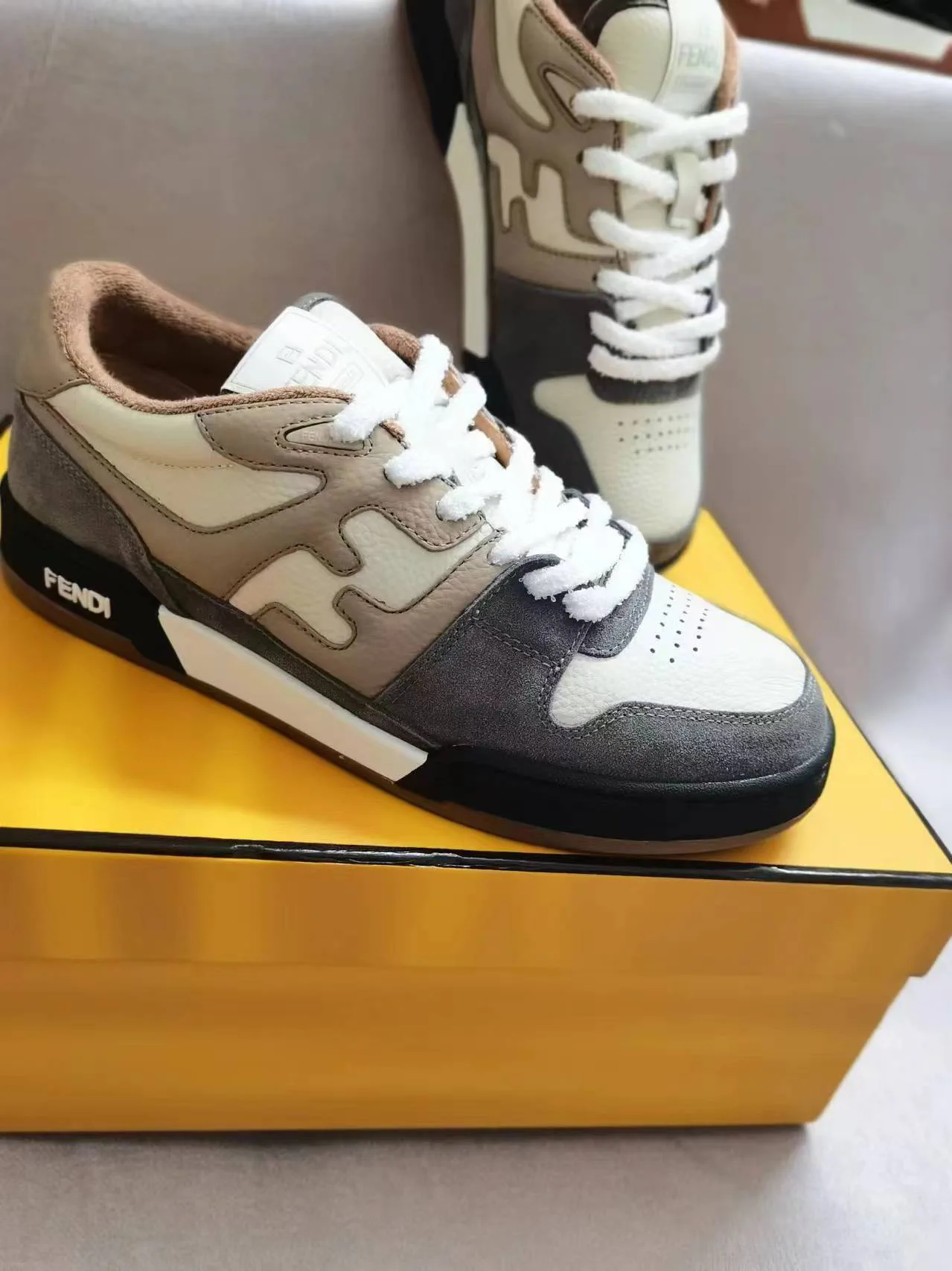 FENDI MATCH Suede Low-Top Casual Sneakers image 1