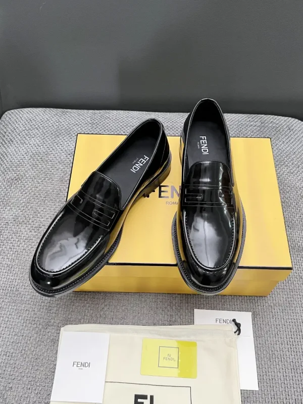 FENDI Men's Black Patent Leather Loafers image 1