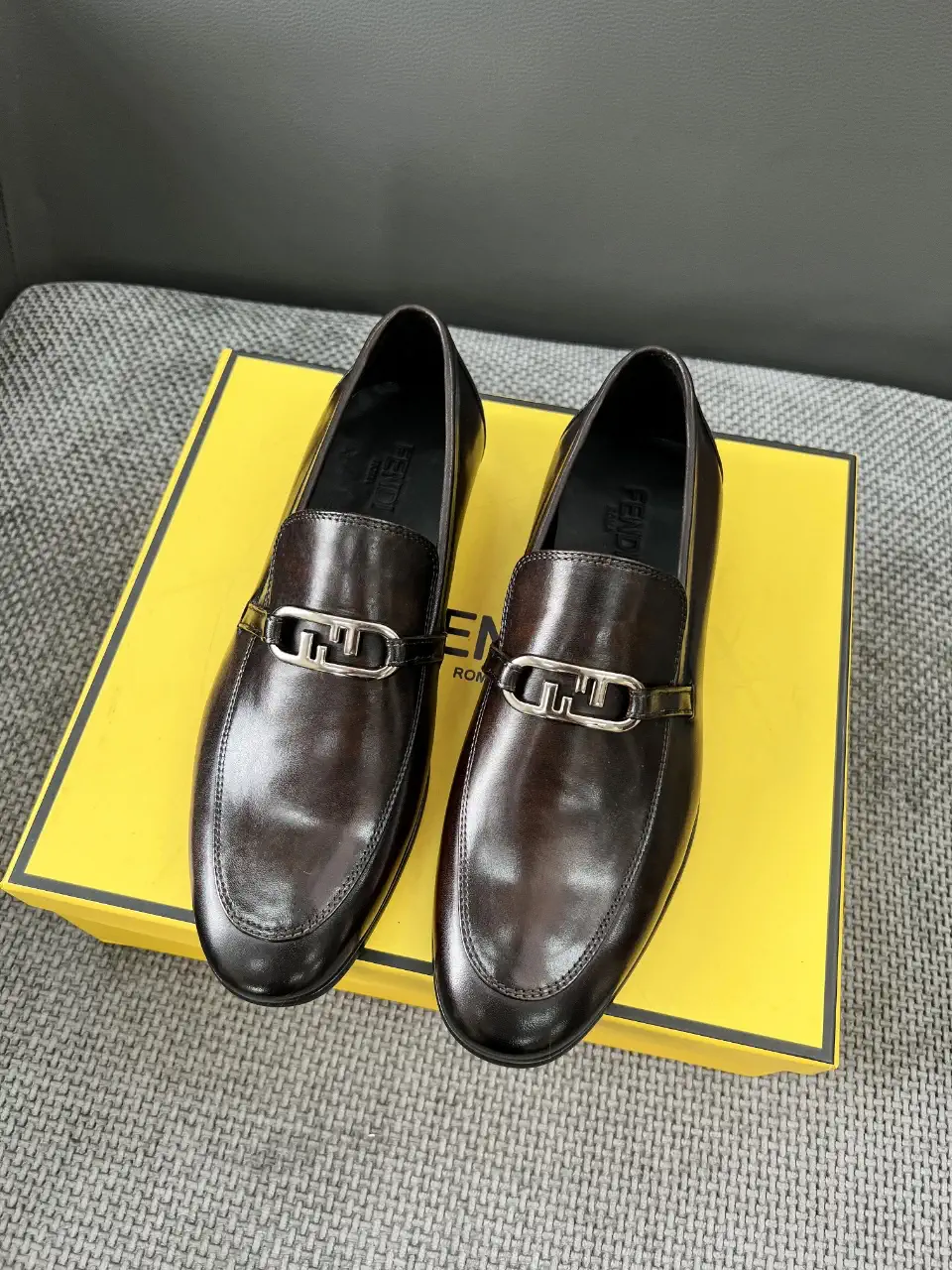 FENDI Men's Leather Loafers with Metal Buckle image 1