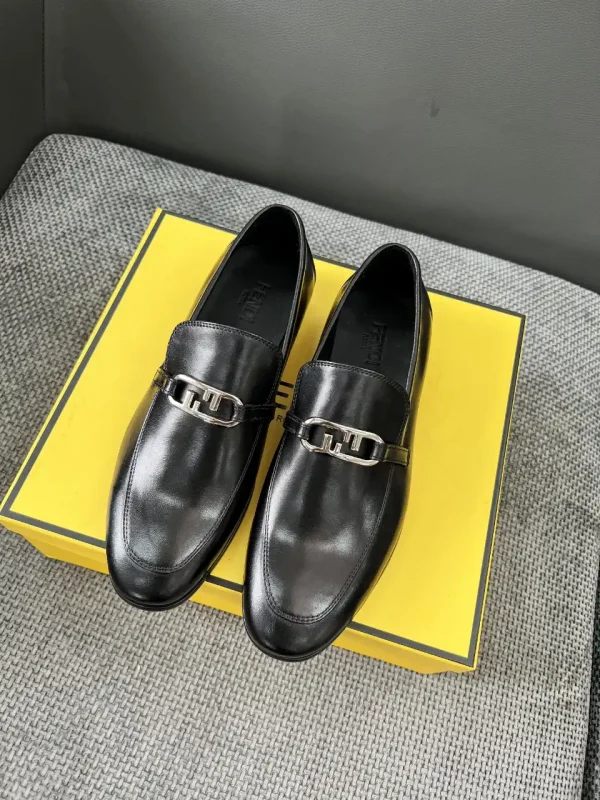 FENDI Men's Leather Loafers with Metal Buckle image 1