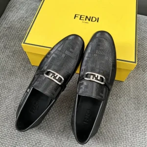 FENDI Men's Leather Loafers with FF Buckle image 1
