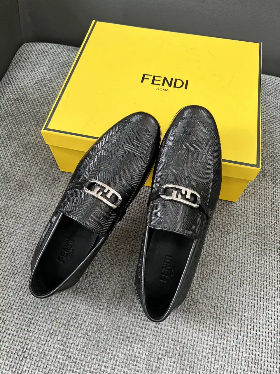FENDI Men's Leather Loafers with FF Buckle image 1