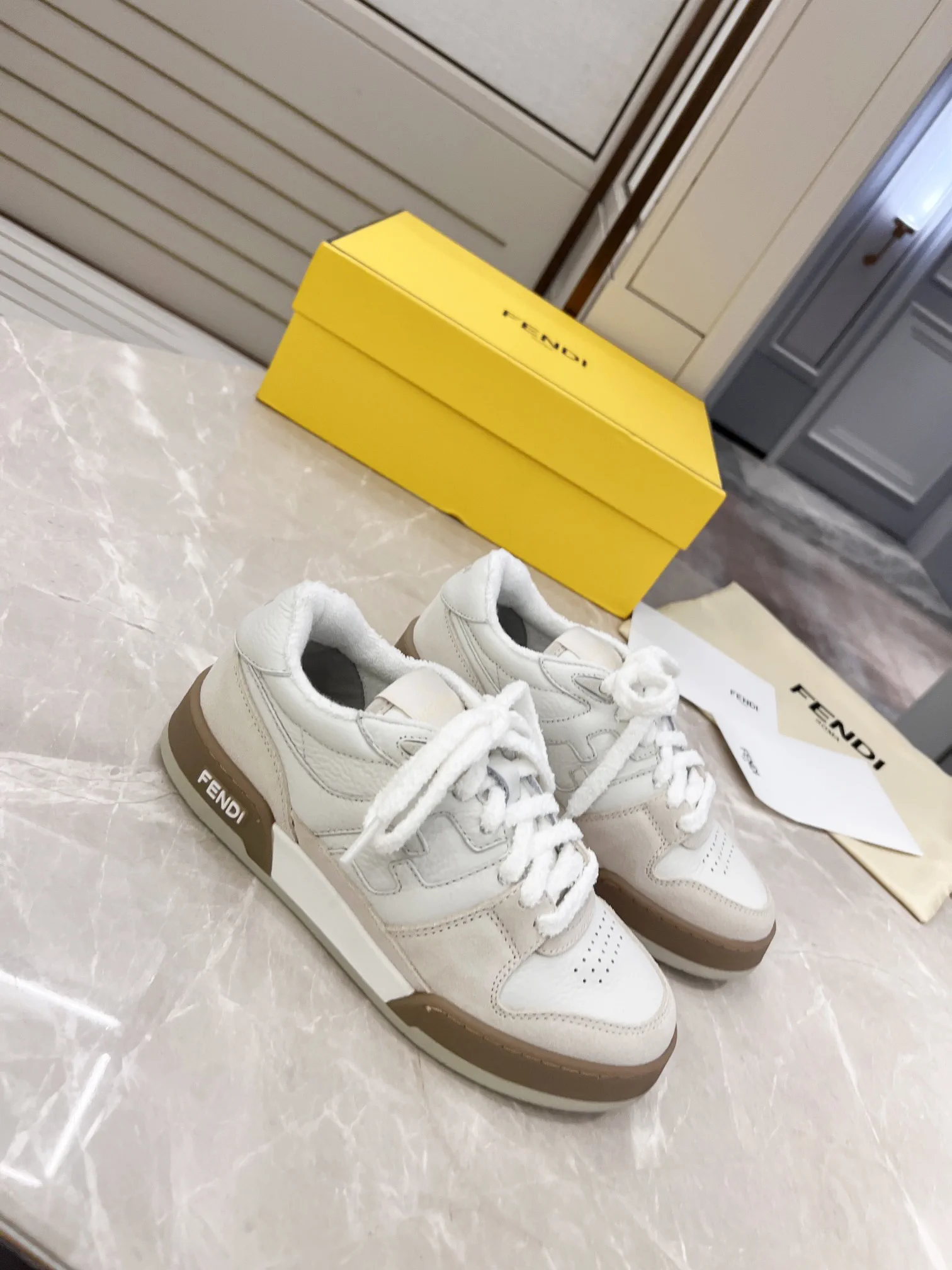 FENDI MATCH Suede Low-Top Casual Sneakers image 1