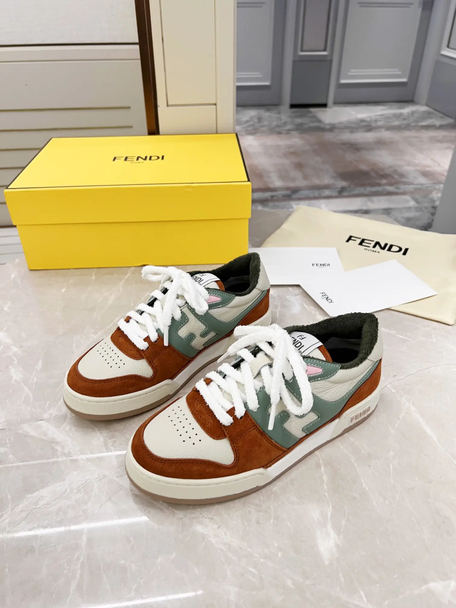 FENDI MATCH Suede Low-Top Casual Sneakers image 1