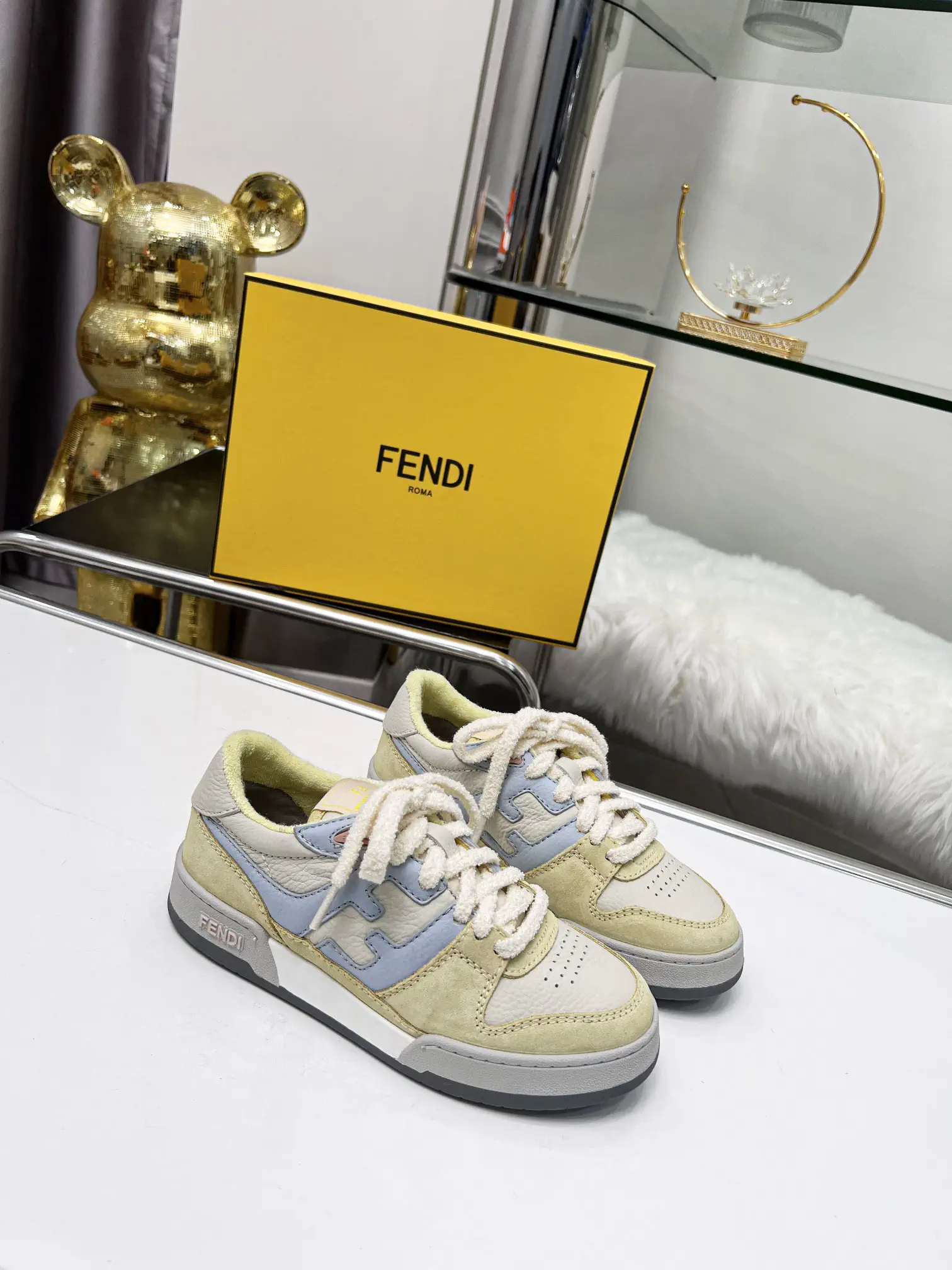 FENDI MATCH Suede Low-Top Casual Sneakers image 1