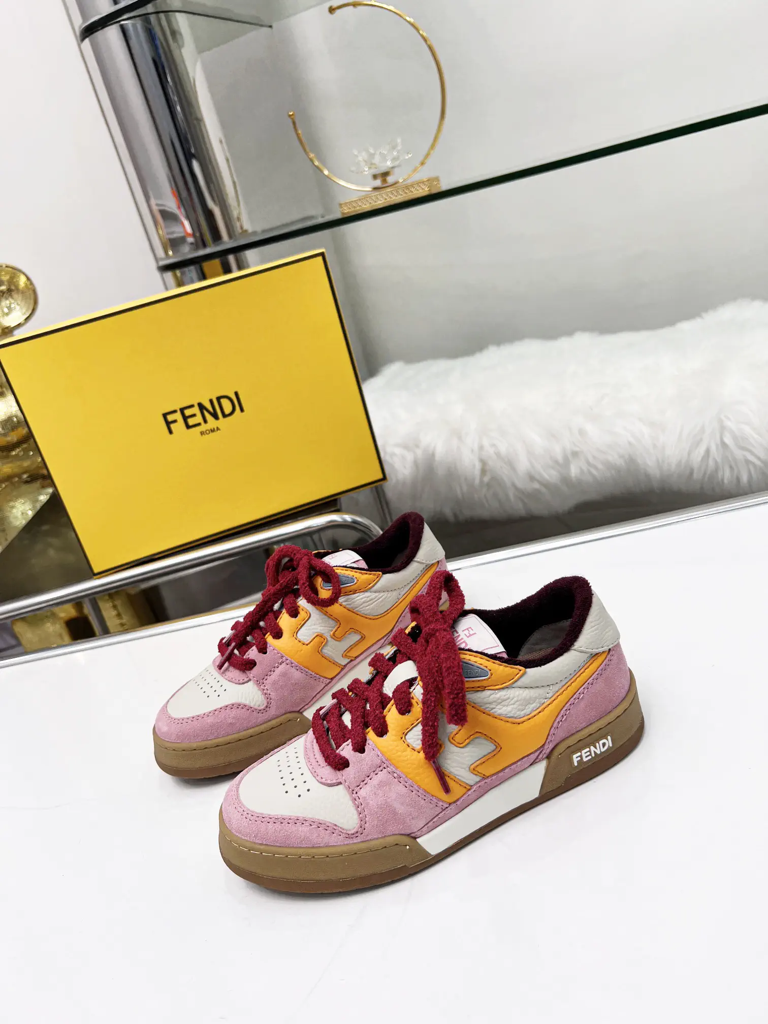 FENDI MATCH Suede Low-Top Casual Sneakers image 1
