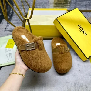FENDI Flat Half Mule Slippers with FF Decorative Buckle image 1