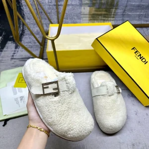 FENDI Flat Half Mule Slippers with FF Decorative Buckle image 1