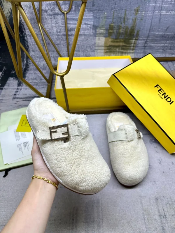 FENDI Flat Half Mule Slippers with FF Decorative Buckle image 1