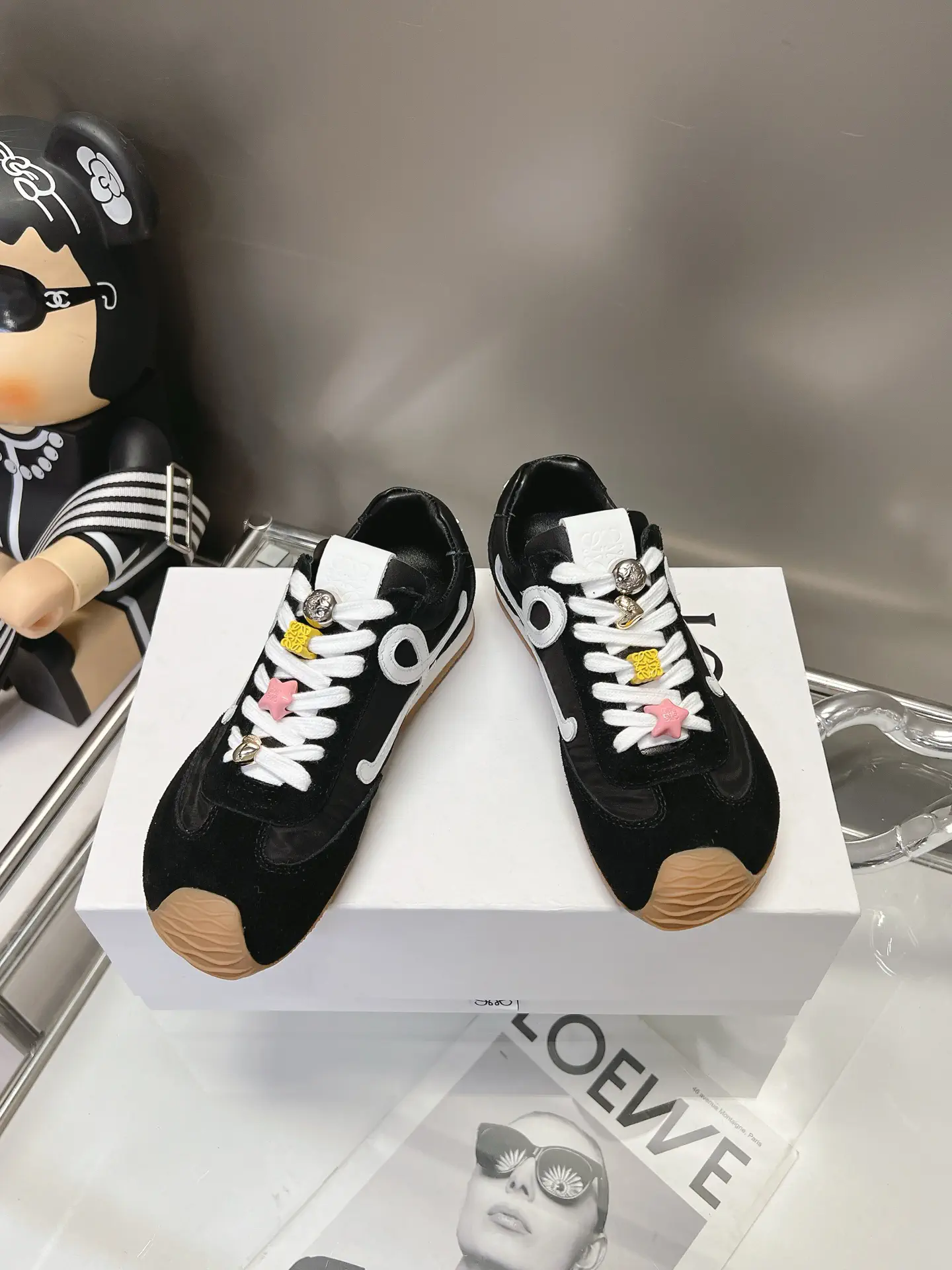 Color Block Casual Sneakers with Decorative Lace Charms image 1