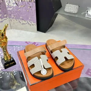 Hermes Unisex Wood Sole Slippers image 1