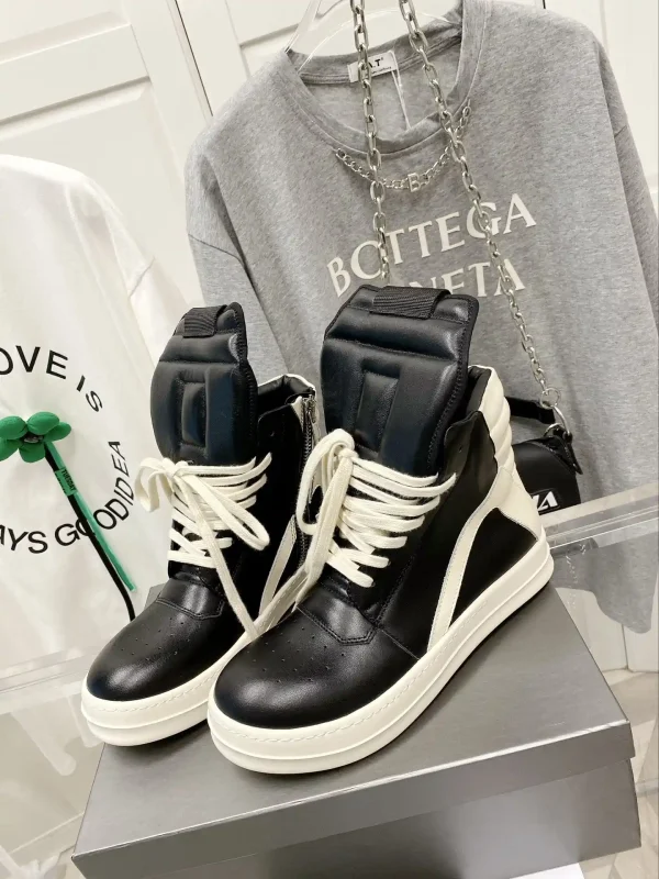 Rick Owens 22ss Autumn/Winter New High-Top Genuine Leather Sneakers with Inverted Triangle and Thin Laces image 1
