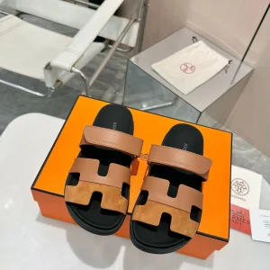 Hermès Uncle Slippers Full Sheepskin Wrapped Platform image 1