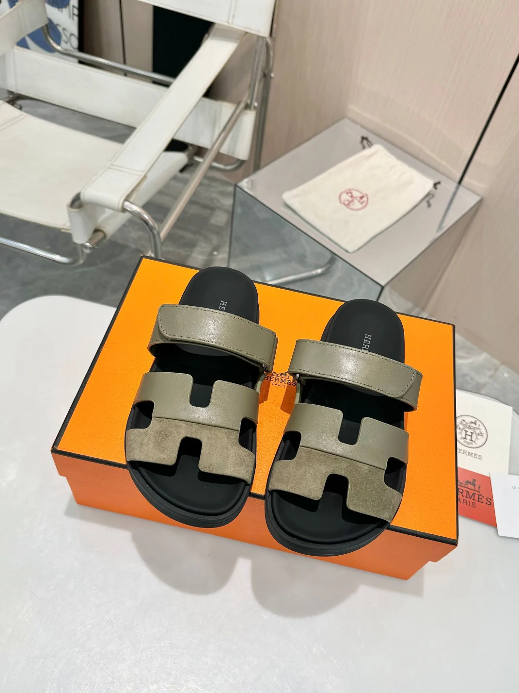 Hermes Sheepskin Platform Slippers image 1