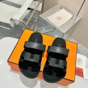 Hermes Sheepskin Platform Slippers image 1