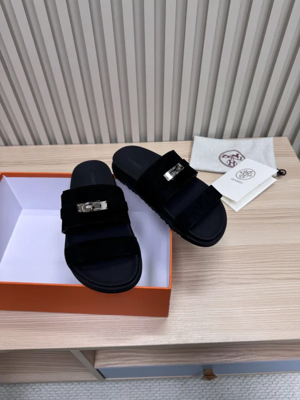 Hermès Sheepskin Platform Slippers image 1