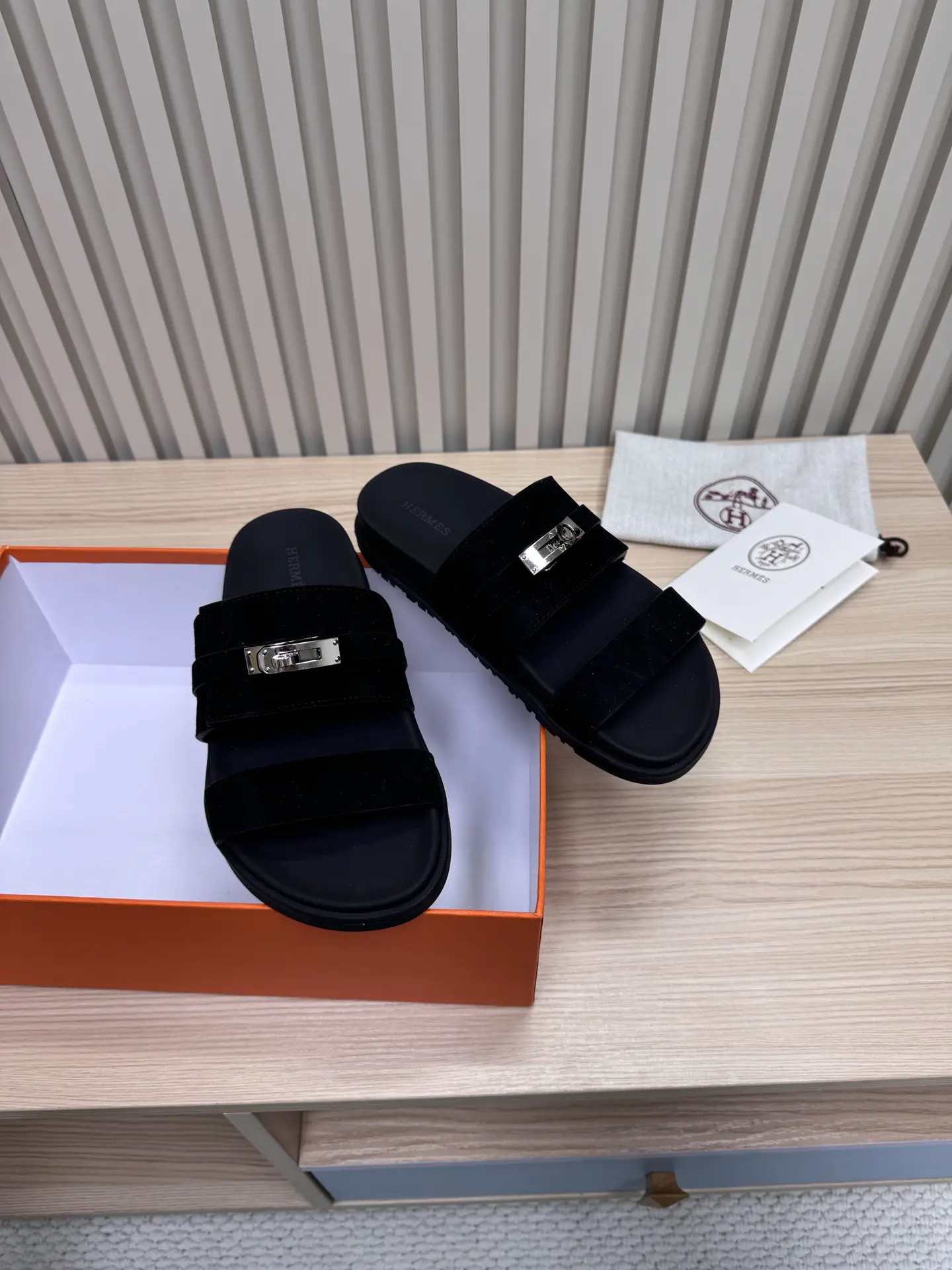 Hermès Sheepskin Platform Slippers image 1
