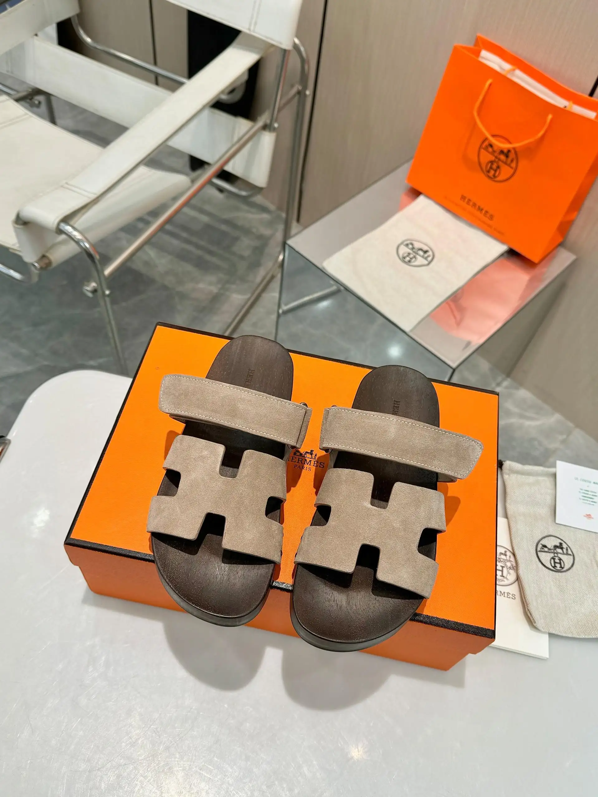 Hermès Women's Leather Rivet Clogs image 1