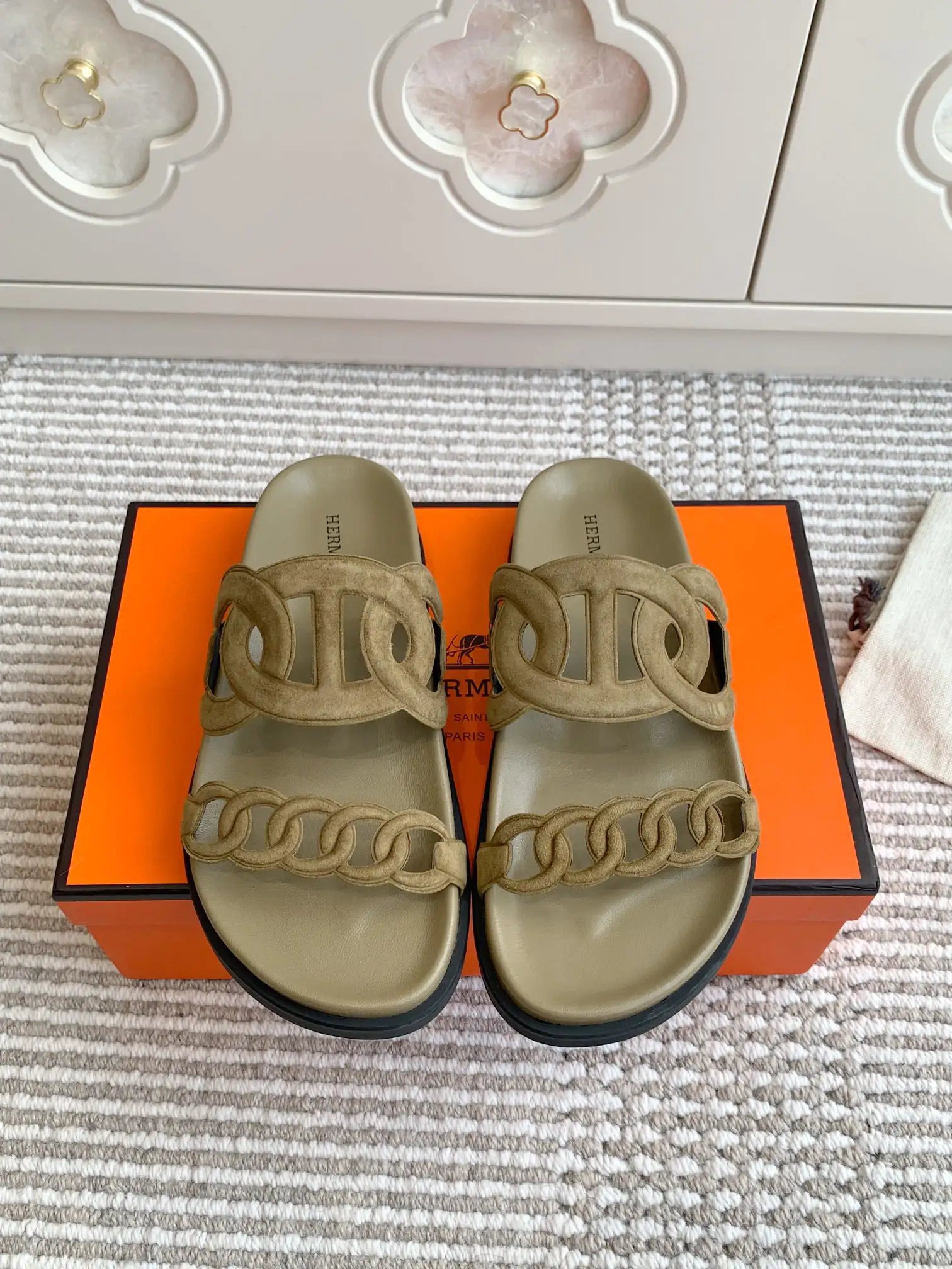 Hermes Extra Pig Nose Chain Slippers image 1