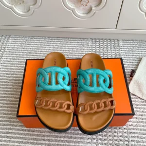 Hermes Extra Pig Nose Couple Chain Slippers image 1