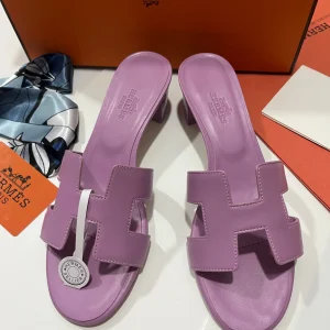 Hermes Classic Chunky Heel Smooth Cowhide Slippers image 1