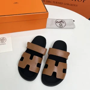 Hermes H Buckle Velcro Flat Sandals image 1