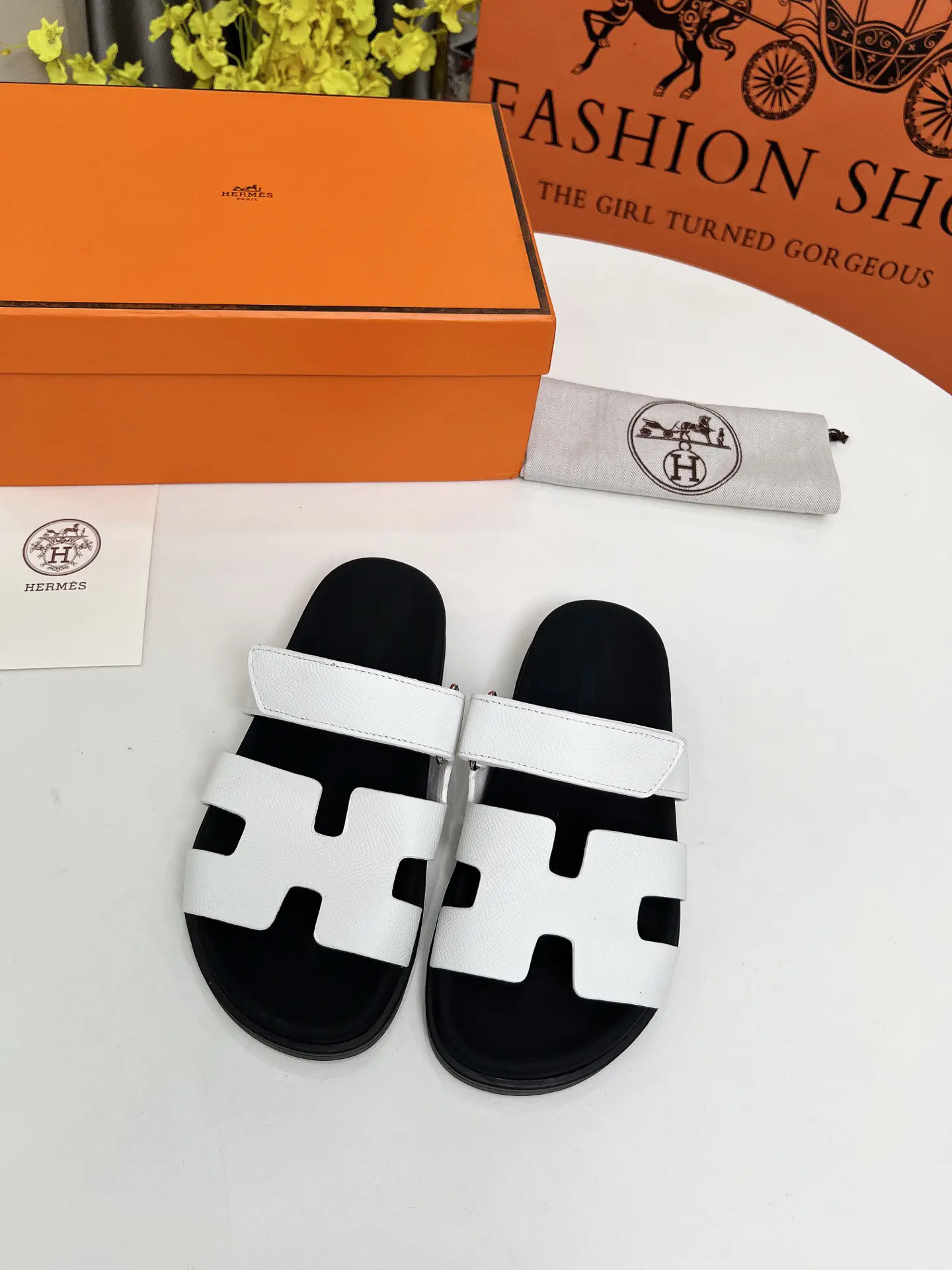 Hermes H-shaped Velcro Flat Sandals image 1