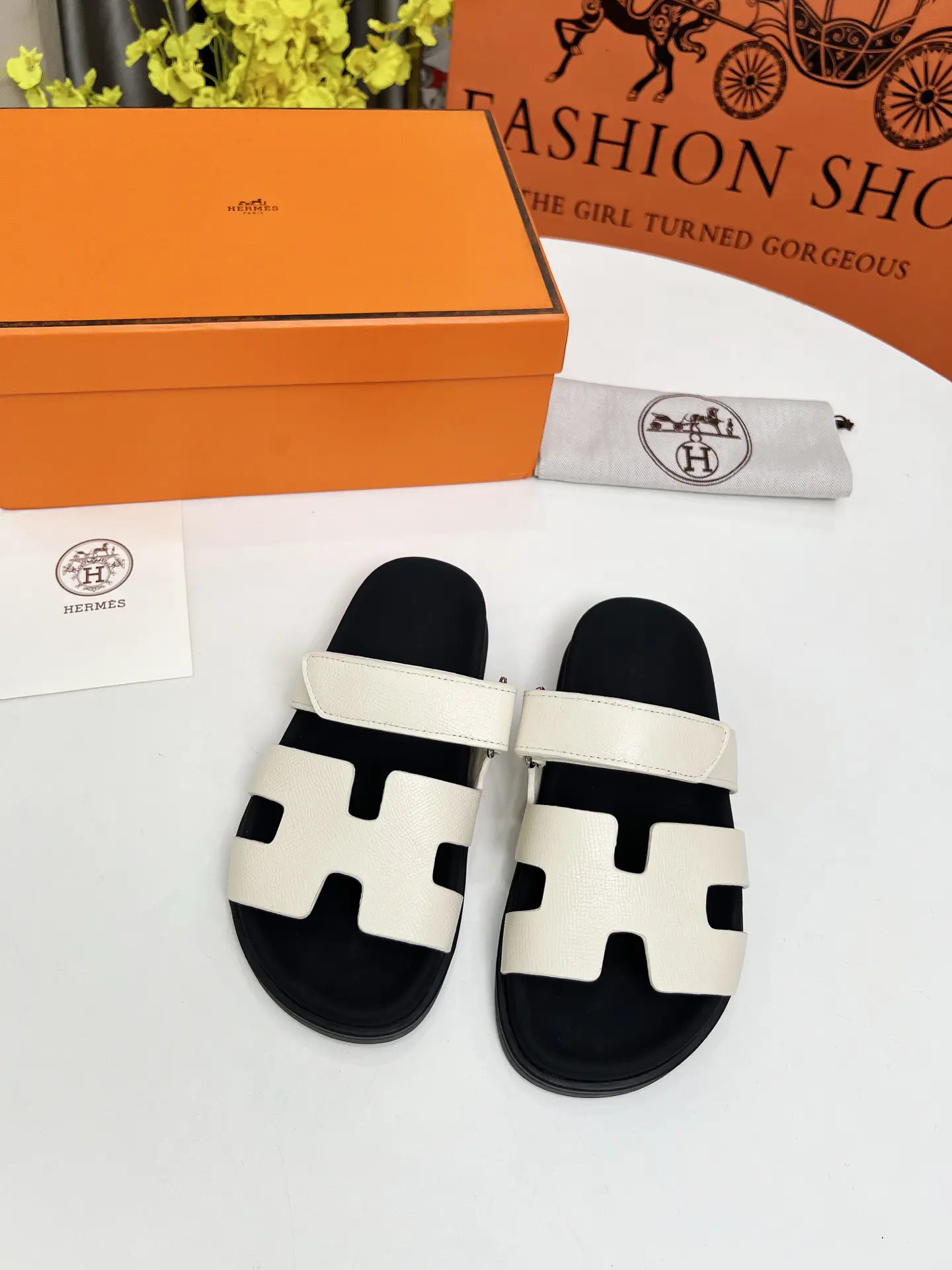 Hermes H-shaped Velcro Flat Sandals image 1