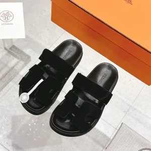 Hermes Chypre Series Unisex Suede Sandals image 1