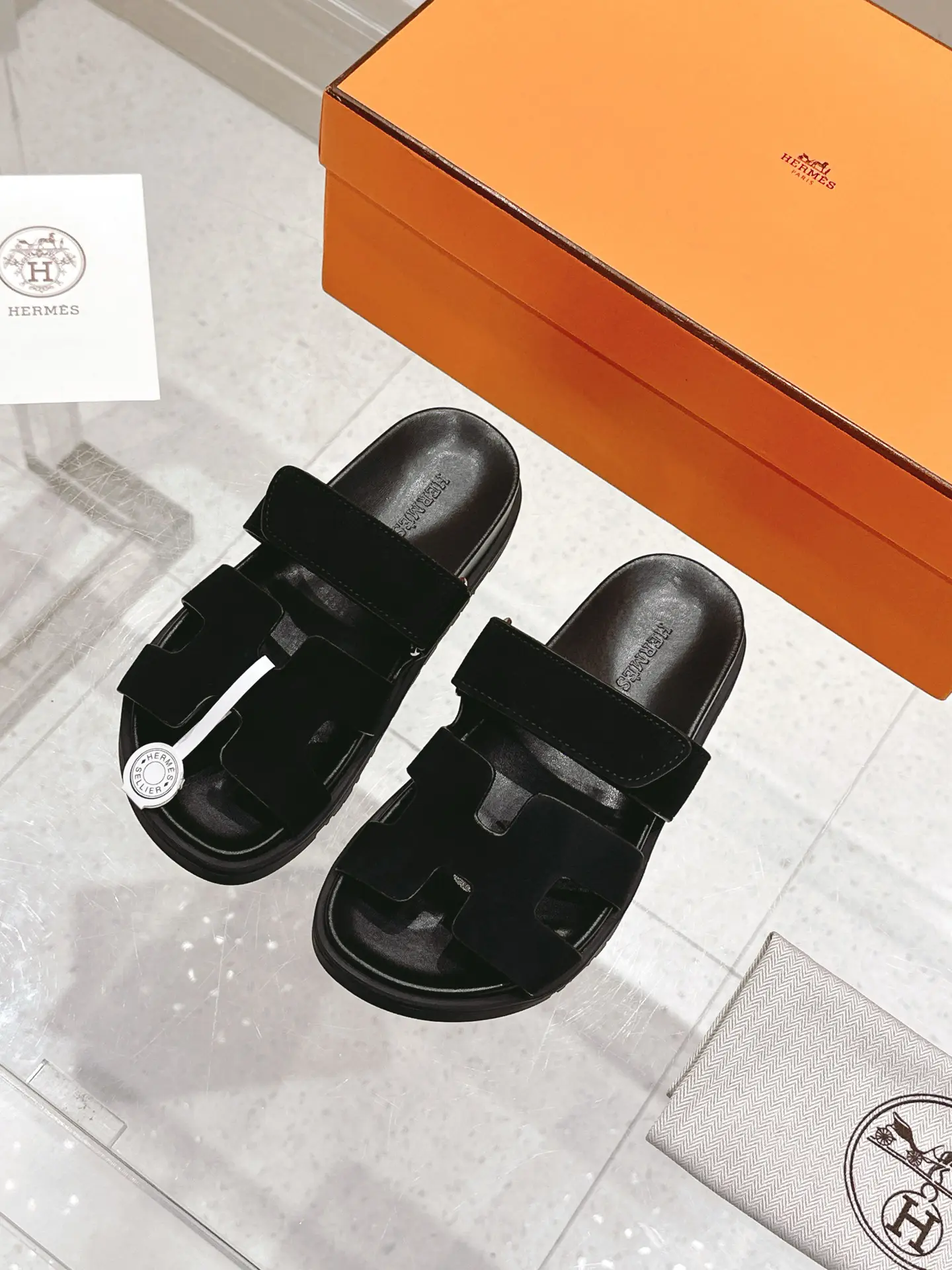 Hermes Chypre Series Unisex Suede Sandals image 1