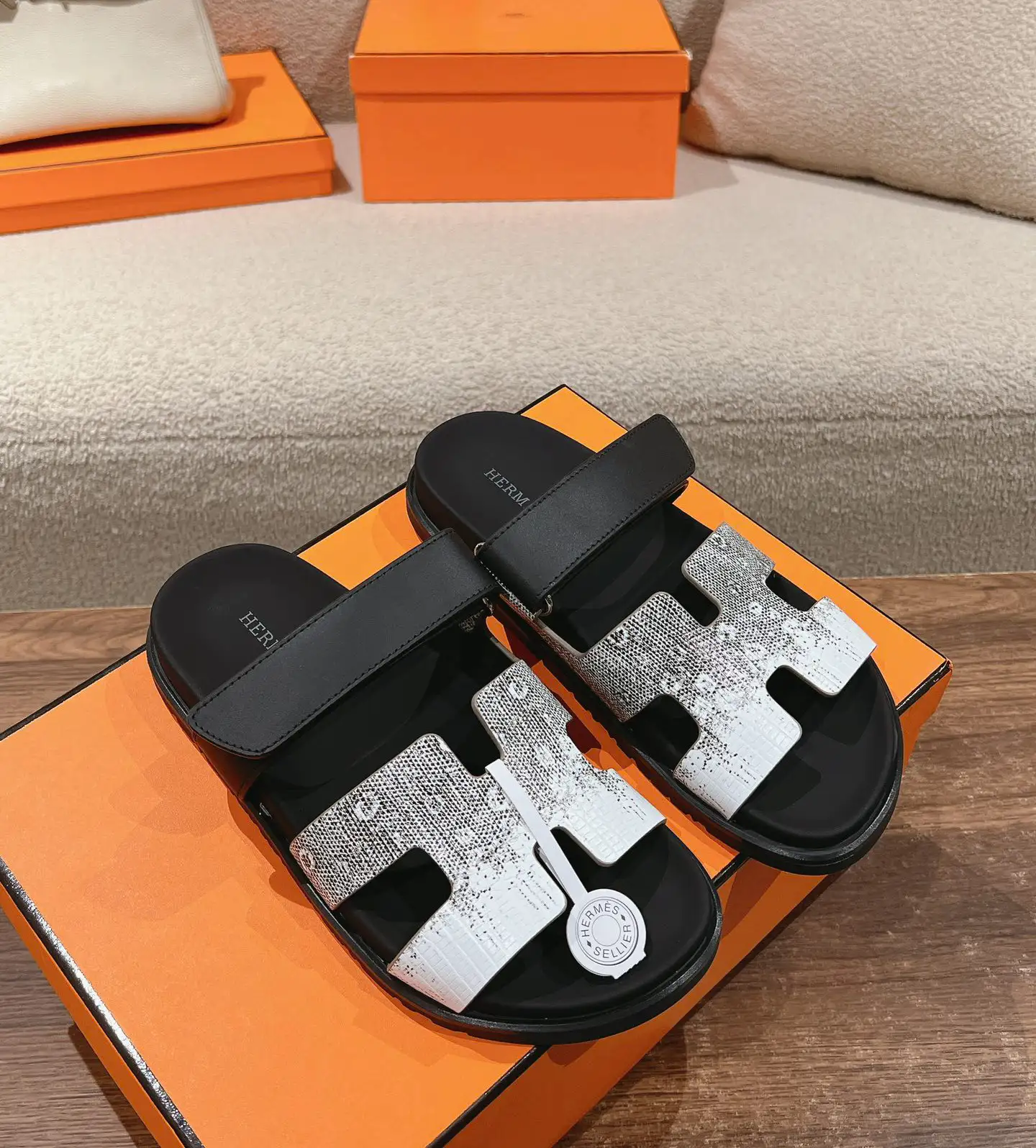 Hermès Calfskin Functional Slide Sandals image 1