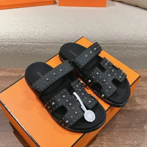 Hermes Calfskin Tech Sandals with Ergonomic Rubber Sole and Adjustable Straps image 1