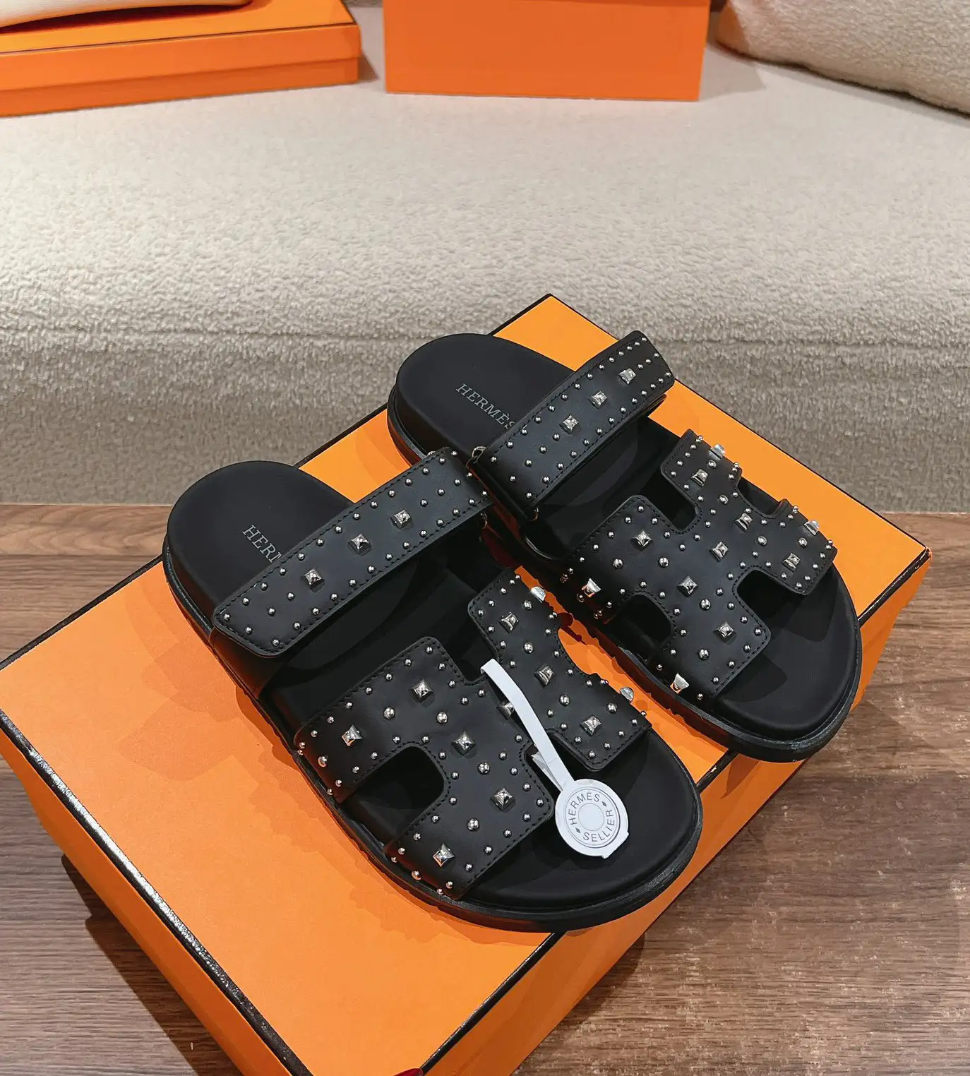 Hermes Calfskin Tech Sandals with Ergonomic Rubber Sole and Adjustable Straps image 1