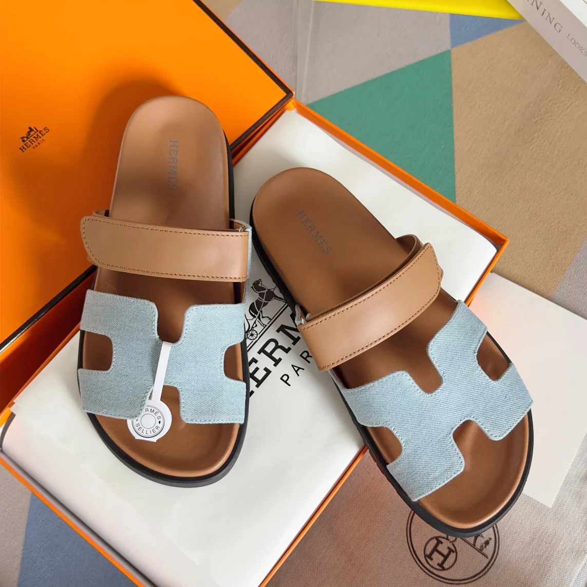 Hermes Chypre Series Suede and Goat Leather Functional Sandals image 1