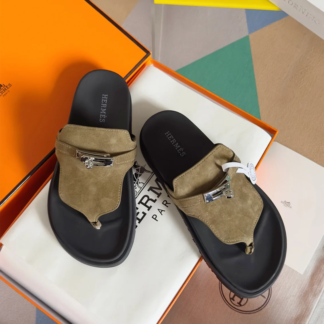 Hermes Chypre Series Suede Sandals image 1