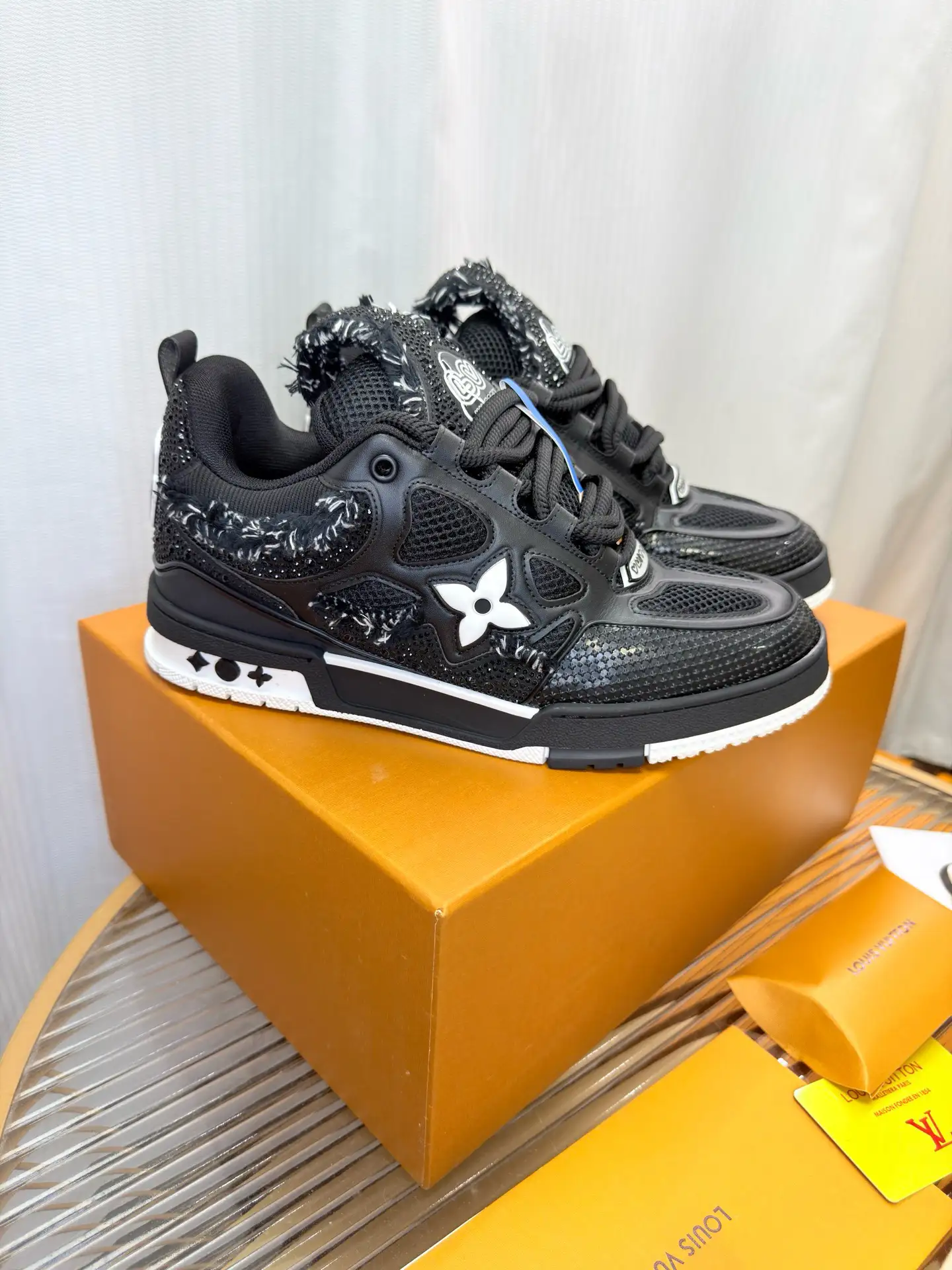 2026 LV Trainer Plum Blossom Crystal Monogram Sneakers image 1