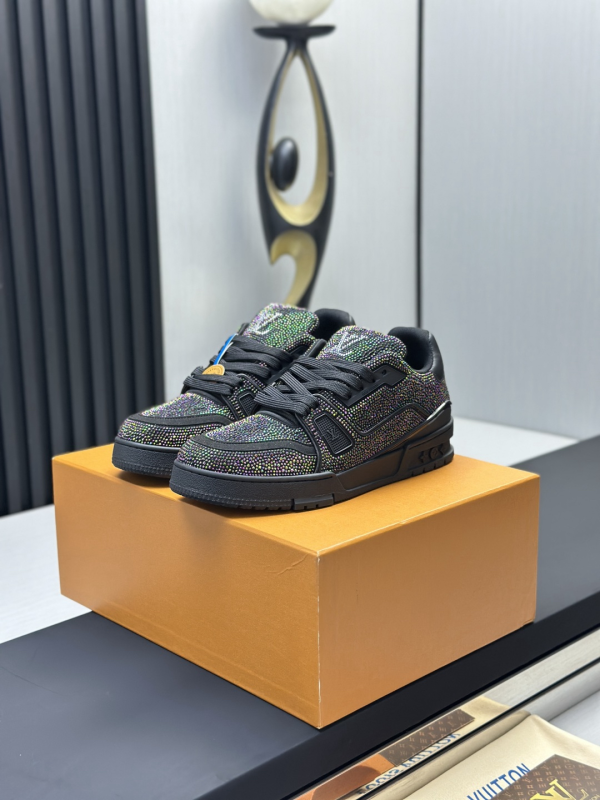 LV Diamond Rhinestone High-Top Sneakers image 1